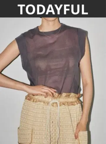 TODAYFUL 완판템 린넨 혼방 시어 니트탑 슬리브리스 상의