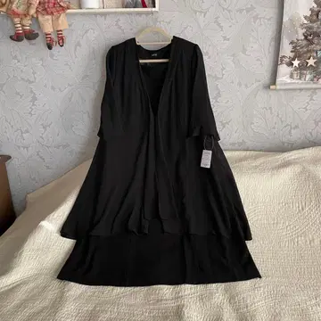 새상품 빅 사이즈 26호 레이어드 스타일 블랙 포멀 원피스 상복