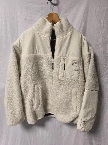 Kappa 보아 플리스 자켓 화이트 절개 디자인 남성용 XL