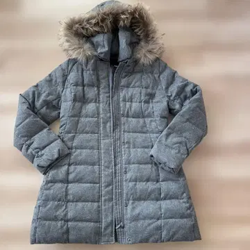 그레이 퍼 포함 퀼팅 다운 자켓