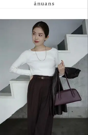 [ 새상품 ] anuans 실크캐시미어 블렌드 보트넥 니트