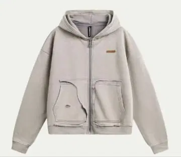 그레이 디자인 데미지 후드티