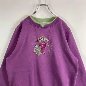 포도 과일 빅 자수 퍼플 구제 맨투맨 L 22sw5