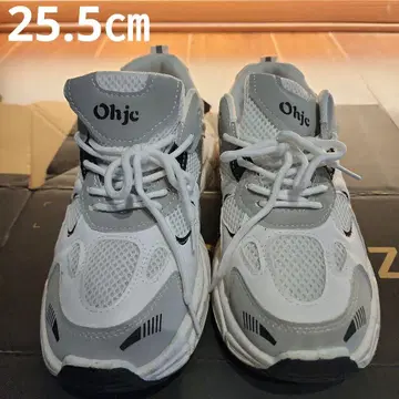 Ohjc 두꺼운 메쉬 스니커즈 25.5cm 화이트/그레이