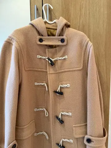 23구 베이지 더플 코트 후드 부착