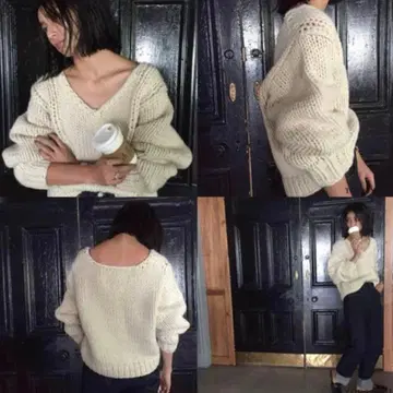 TODAYFUL V넥 스웨터 FREE 화이트 투데이풀