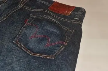 EDWIN EG503 다크 블루 스트레이트 데님 빨간색 자수 33