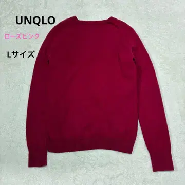 UNQLO 캐시미어 100% V넥 스웨터 로즈 핑크 L 사이즈