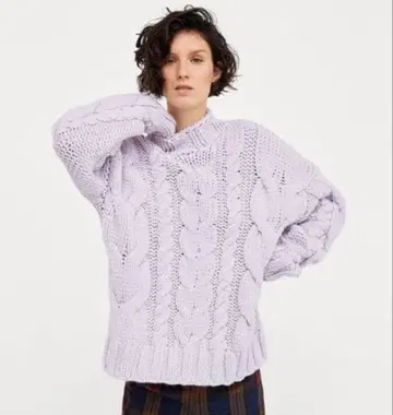 [ 새상품 ] ZARA 케이블 짜임 스웨터 퍼플