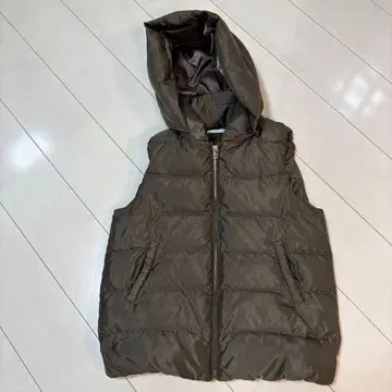 후드 부착 올리브 다운 베스트