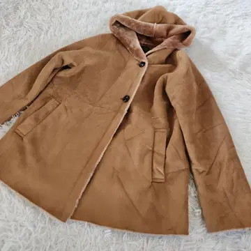 어반 리서치 도어스 모코모코 무스탕 롱 코트 후드 카멜