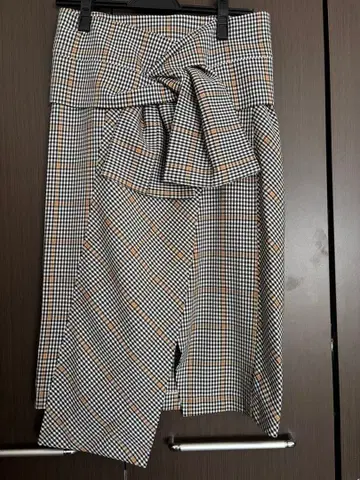 야마다야 체크 무늬 랩스커트 M 사이즈