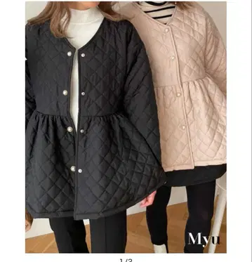 Myu 퀼팅 페플럼 자켓