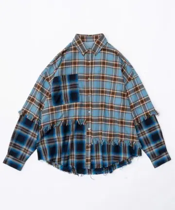 MAISON SPECIAL 체크 오버 셔츠 블루