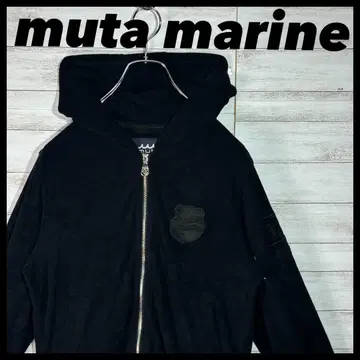 muta marine 지퍼 후드티 원포인트 로고 후디 블랙