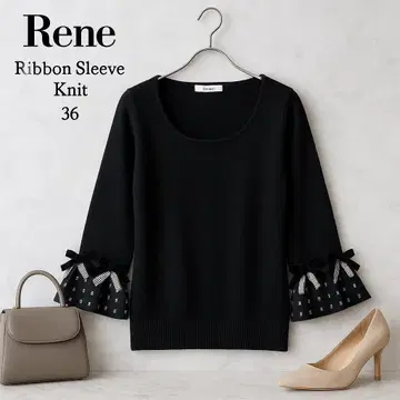 룬 인터내셔널 소매 리본 캐시미어 혼방 니트 풀오버 36