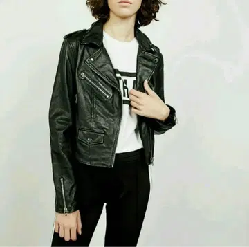 Bershka 블랙 가죽 라이더 자켓 S