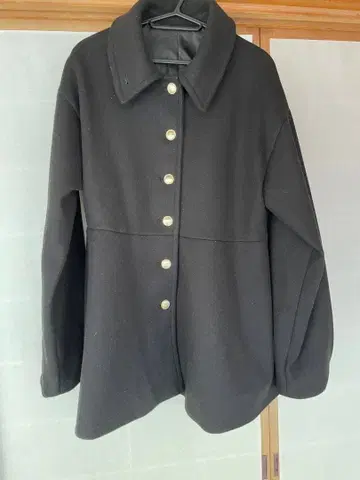 블랙 플리스 오버 사이즈 체스터 코트