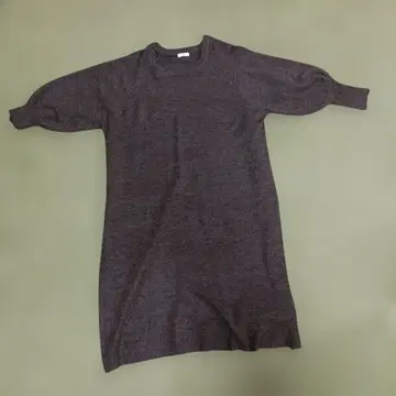 빅 사이즈 브라운 벌룬 슬리브 니트 원피스 4L