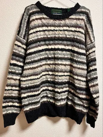 울 100% 스트라이프 니트 스웨터 빈티지