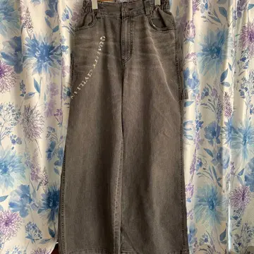 AVIREX 그레이 와이드 레그 데님 팬츠