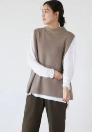 백리본 니트 베스트 베이지 북유럽 생활 잡화점