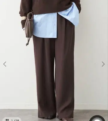 Deuxieme Classe 이지 와이드 팬츠 36 브라운