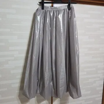 실버 개더 롱 스커트 벌룬