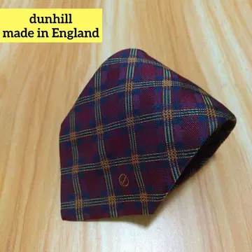 dunhill 체크 무늬 넥타이 보르도 계열 영국제
