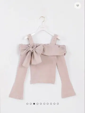 오프숄더 리본 니트 핑크