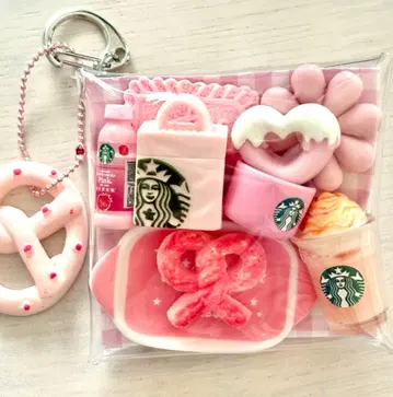 가챠 파우치 카페풍 데코레이션 부품 데코 부품 핑크