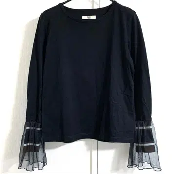 [ 새상품급 ] NON TOKYO/프릴 롱 슬리브 T셔츠 블랙