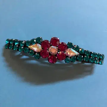 플라워 디자인 머리핀 파랑 빨간색 스톤