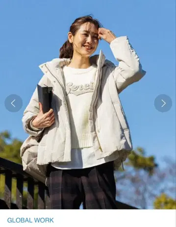 GLOBAL WORK 라이트 웜 발수 후드 블루종 미사용 새상품