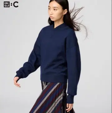 새상품 [ UNIQLO:C ] 스무스 코튼 크루넥 스웨터 네이비 M
