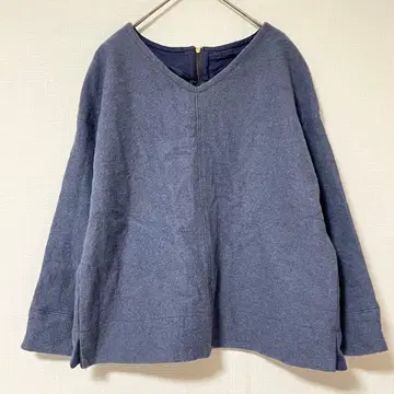 Acuta 7부 소매 니트 V넥 울 블렌드 일본제 뒷지퍼 F