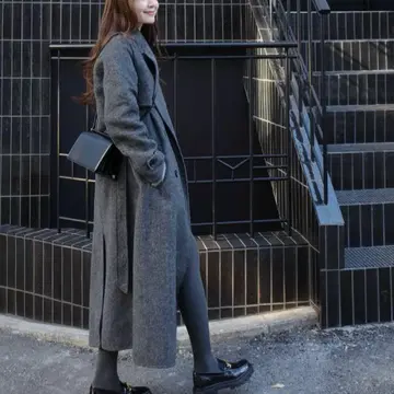 ZARA 이번 시즌 울 블렌드 벨트 롱 코트 S 사이즈 그레이