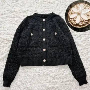 tocco closet 플라워 버튼 니트 가디건 블랙 M