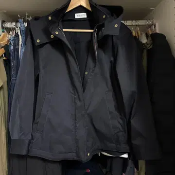 PLST 후드 부착 점퍼 네이비