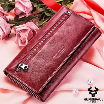 장지갑 기능성 발군의 여성용 천연 가죽 지갑 시크한 색감입니다