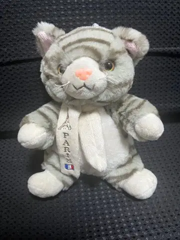 스트라이프 고양이 봉제 인형 PARIS 택 포함