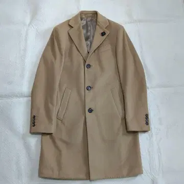 새상품급 라르디니 체스터 코트 캐시미어 혼방 부토니에르 46 사이즈