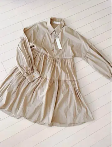 LAVANDA 라바다 우노 미사코 티어드 셔츠 원피스 베이지 F