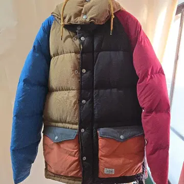 멀티 컬러 다운 자켓 탈부착 가능 후드