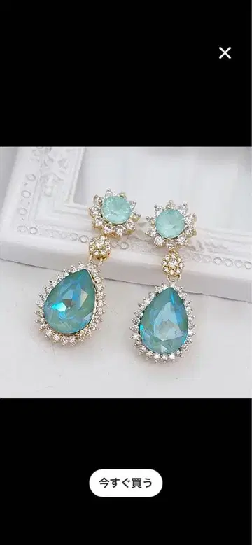 민트 브라이덜 귀찌 샹들리에 스와로브스키 사용