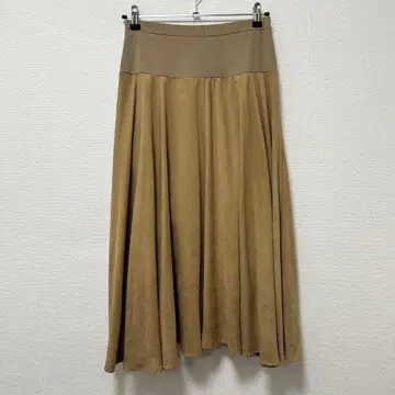 BEARDSLEY 롱 스커트 베이지 라이트 브라운 스웨이드 터치