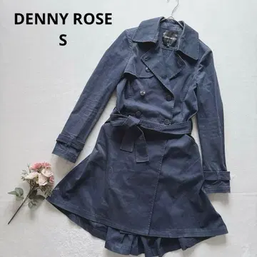 데니 로즈 네이비 트렌치코트 스프링 코트 플레어 S