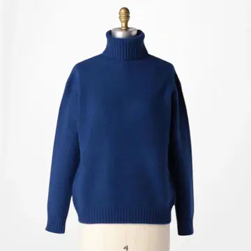 Drawer 7G 캐시미어 100% 터틀넥 니트 스웨터 파랑