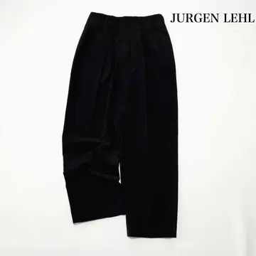 새상품급 요건 레일 울 100% 턱 팬츠 블랙 테이퍼드 일본제