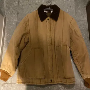 베이지 퀼팅 자켓 코듀로이 옷깃